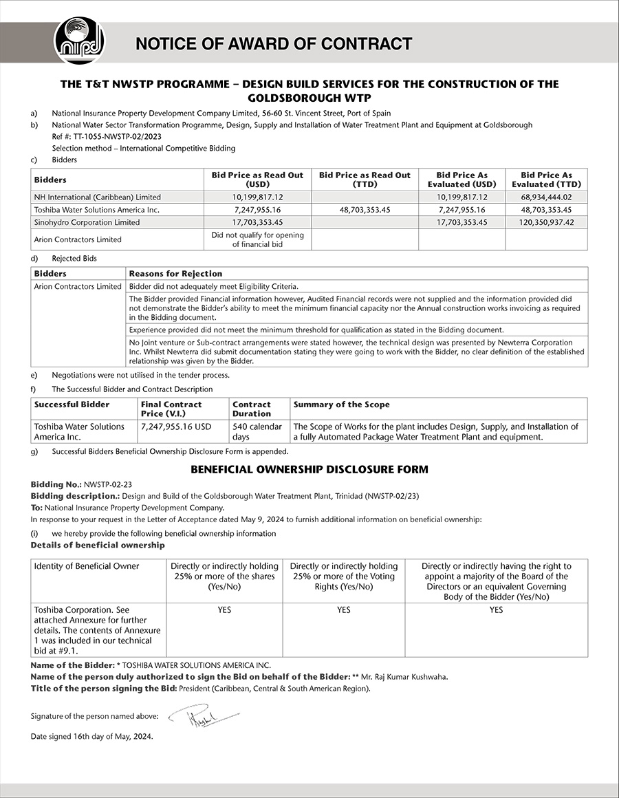 THE T&T NWSTP PROGRAMME – DESIGN BUILD SERVICES