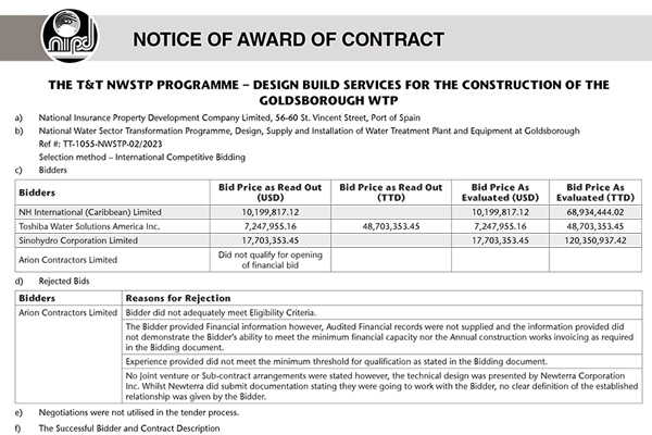 THE T&T NWSTP PROGRAMME – DESIGN BUILD SERVICES