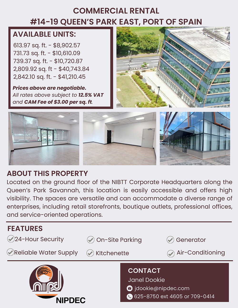 COMMERCIAL RENTAL #14-19 QUEEN’S PARK EAST, PORT OF SPAIN