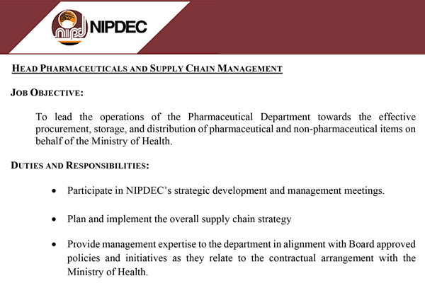 Head Pharmaceuticals and Supply Chain Management